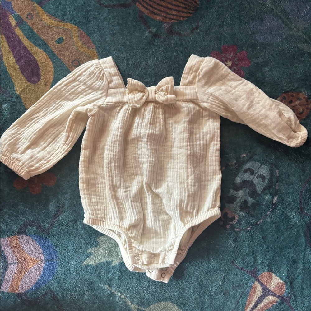 Cream Long Sleeve Baby Romper